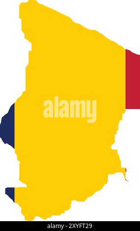 Chad Flag in Map, Chad Map with Flag, Country Map, Chad Map with Flag, Nation Flag Chad Stock Vector