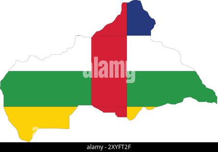Central African Republic Flag in Map, Central African Republic Map with Flag, Country Map, Central African Republic Map with Flag, Nation Flag Central Stock Vector