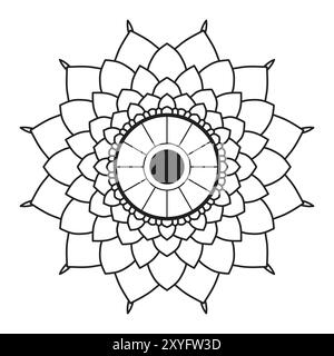 Flower Coloring Book Patter Page KDP Interiors For Adults. Stock Vector