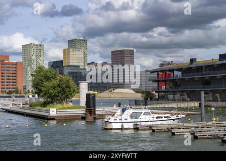 The Floating Office Rotterdam, is considered the world's largest floating office building, first part of the floating park, in the Rijnhaven, 28ha har Stock Photo