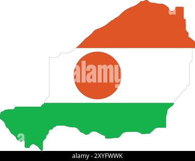 Niger Flag in Map, Niger Map with Flag, Country Map, Niger Map with Flag, Nation Flag Niger Stock Vector