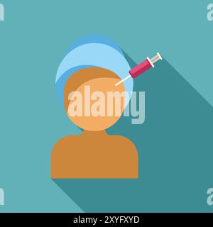 Patient is receiving a botulinum toxin injection in the forehead for wrinkle treatment Stock Vector
