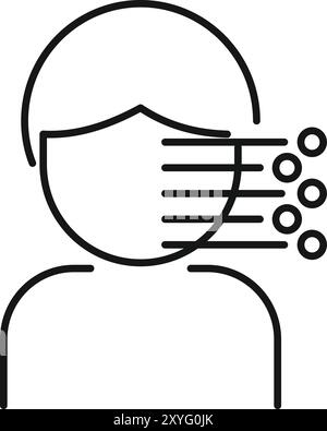 Simple line icon of a medical face mask protecting from a virus, representing concepts of health and safety Stock Vector