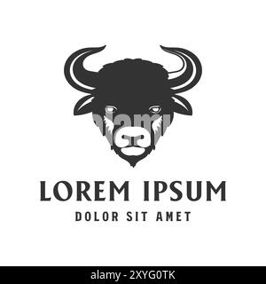 Vintage Hipster Rustic Bison Yaks Buffalo Bull Head Illustration Template Design Vector Stock Vector
