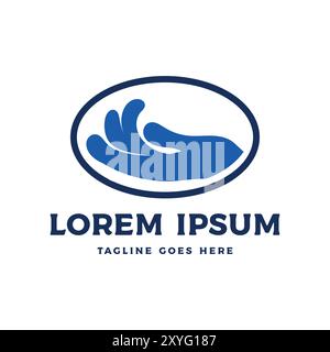 Simple Minimalist Hand Shape Ocean Sea Wave Icon Illustration Design Vector Stock Vector