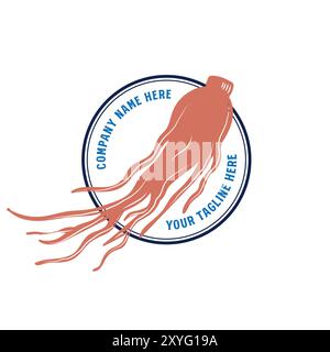 Vintage Retro Ginseng for Herbal Farm Garden Badge Emblem Label Farm Product Design Vector Stock Vector