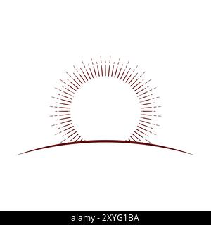 Vintage Retro Simple Minimalist Sunset Sunrise Land Icon Symbol Illustration Design Vector Stock Vector