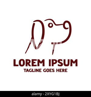 Simple Minimalist Cute Dog Cartoon Character Icon Symbol Illustration Vector Stock Vector