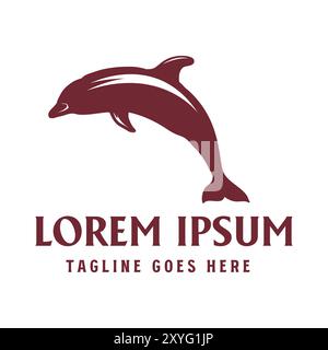 Jumping Ocean Sea Dolphin Silhouette Icon Illustration Vector Stock Vector