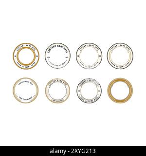 Set Collection Circular Vintage Border Frame Vintage Royal Crown Badge Emblem Stamp Label Logo Design Vector Stock Vector