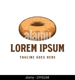Vintage Bagels Donuts Patisserie Pastry Bakery for Bistro Badge Emblem Label Stock Vector