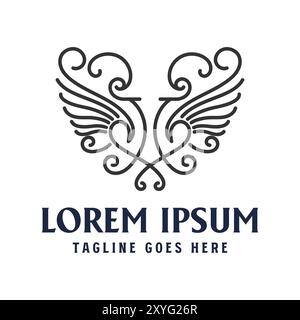Simple Beauty Butterfly Insect Ornament Monogram Design Vector Stock Vector