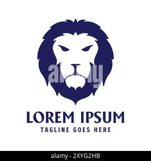 Simple Minimalist Lion Head Face Icon Illustration Design Vector Stock Vector