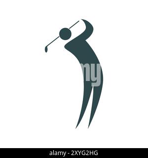 Simple Minimalist Human Hold Golf Stick for Sport Icon Symbol Illustration Vector Stock Vector