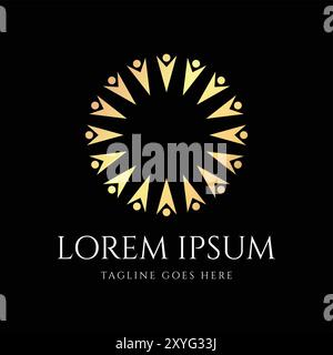 Golden Circular Star Human People for Charity Diversity Community Icon Symbol Design Vector Stock Vector