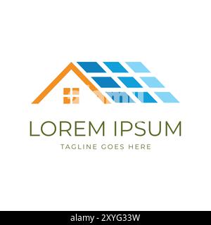 Simple Minimalist House with Solar Panel for Renewable Energy Technology Icon Symbol Illustration Vector Stock Vector