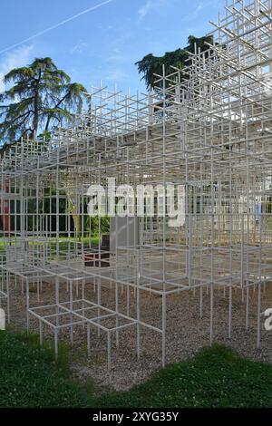 Tirana, Albania - May 30th 2024. The Cloud Installation in central Tirana. A contemporary public art installation by Japanese artist Sou Fujimoto Stock Photo