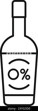 Simple and minimal representation of a bottle containing a zero percent alcohol beverage, perfect for conveying concepts of non alcoholic drinks Stock Vector