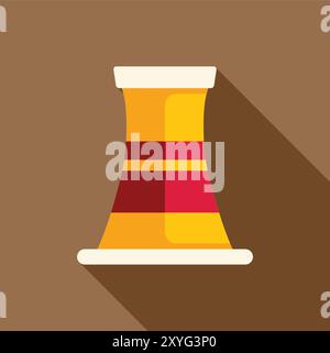 Simple flat icon of a nuclear power plant chimney casting a long shadow over a brown background Stock Vector