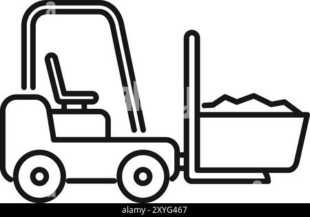 Simple vector of a forklift truck lifting a heavy cargo box Stock Vector
