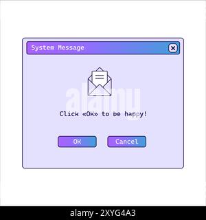 System message in retro style with purple gradient. Stock Vector