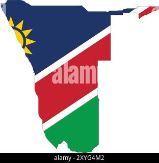 Namibia Flag in Map, Namibia Map with Flag, Country Map, Namibia Map with Flag, Nation Flag Namibia Stock Vector