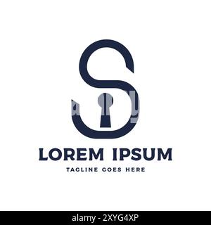 Initial Letter S with Keyhole Padlock for Secure Security Protection Icon Illustration Design Vector Stock Vector