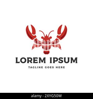 Simple Red Crayfish Prawn Shrimp Lobster Claw Seafood Label Illustration design Stock Vector