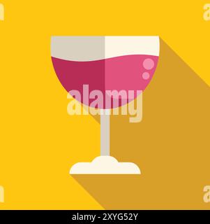 Glass of wine with a long shadow, suggesting a relaxing evening or a celebratory occasion Stock Vector