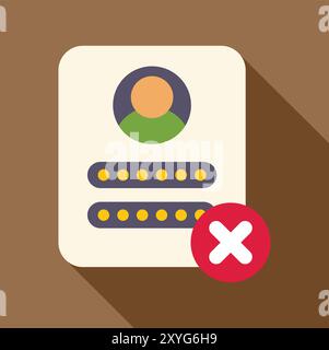 This vector illustration shows a concept of unsuccessful registration or subscription attempt Stock Vector