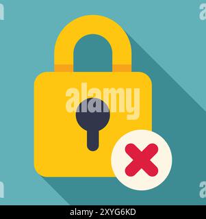 Yellow padlock is being unlocked showing a potential security breach Stock Vector