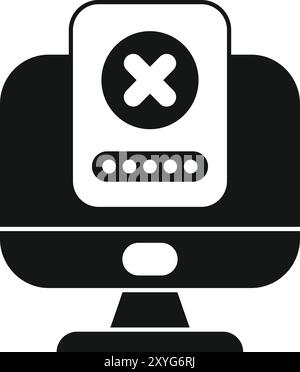 Simple vector icon of a computer displaying a wrong password input message, perfect for projects related to cybersecurity and online security Stock Vector