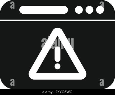 Simple vector icon of an internet browser window displaying a warning message Stock Vector