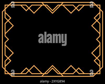 Art deco frame. Vintage linear border. Design a template for invitations, leaflets and greeting cards. Geometric golden frame. The style of the 1920s Stock Vector
