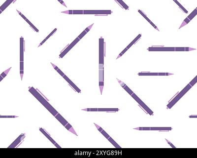 Retractable pens seamless pattern. Button press pens. Top side button pens. Design for wallpaper, cover, print, banner and posters.Vector illustration Stock Vector
