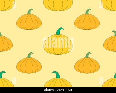 Pumpkins seamless pattern. Autumn background with pumpkins. Autumn background for Thanksgiving and Halloween holidays. Design for wrapping, packaging, Stock Vector