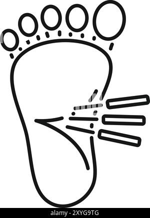 Simple vector of a foot with heat radiating off of it, as seen with a thermal camera Stock Vector
