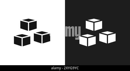 Boxes icon logo sign vector outline in black and white color Stock Vector