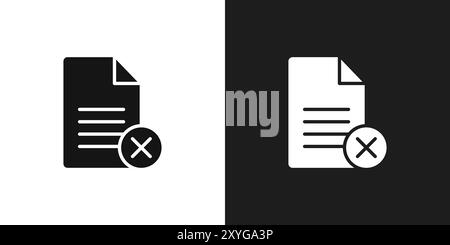 Delete Document icon logo sign vector outline in black and white color Stock Vector