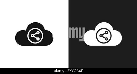 Cloud share icon logo sign vector outline in black and white color Stock Vector