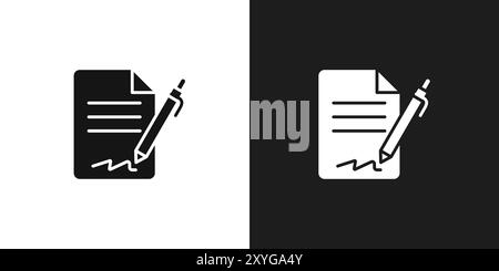 Document signed icon logo sign vector outline in black and white color Stock Vector