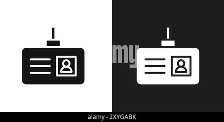 ID badge icon logo sign vector outline in black and white color Stock Vector