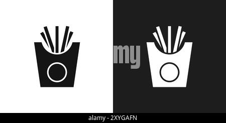 French-fries icon logo sign vector outline in black and white color Stock Vector