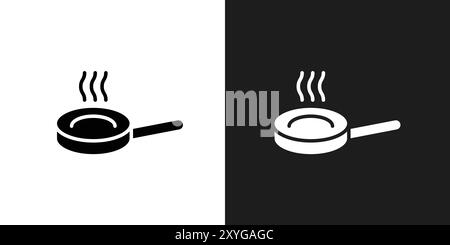 Frying pan icon logo sign vector outline in black and white color Stock ...