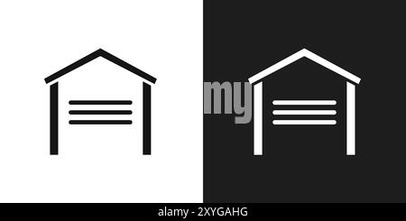 Garage icon logo sign vector outline in black and white color Stock Vector