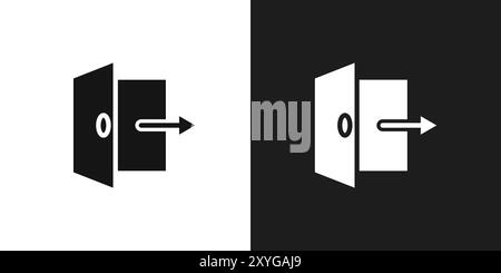 Exit icon logo sign vector outline in black and white color Stock Vector