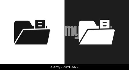 Folder icon logo sign vector outline in black and white color Stock Vector