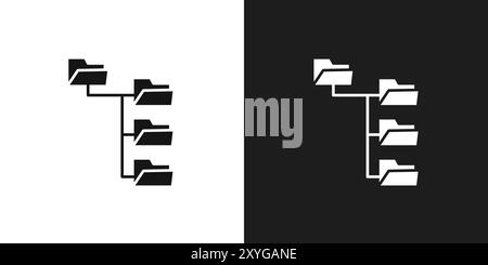 Folder tree icon logo sign vector outline in black and white color Stock Vector