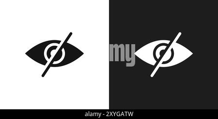 Eye crossed icon logo sign vector outline in black and white color Stock Vector