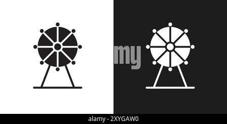 Ferris wheel icon logo sign vector outline in black and white color Stock Vector